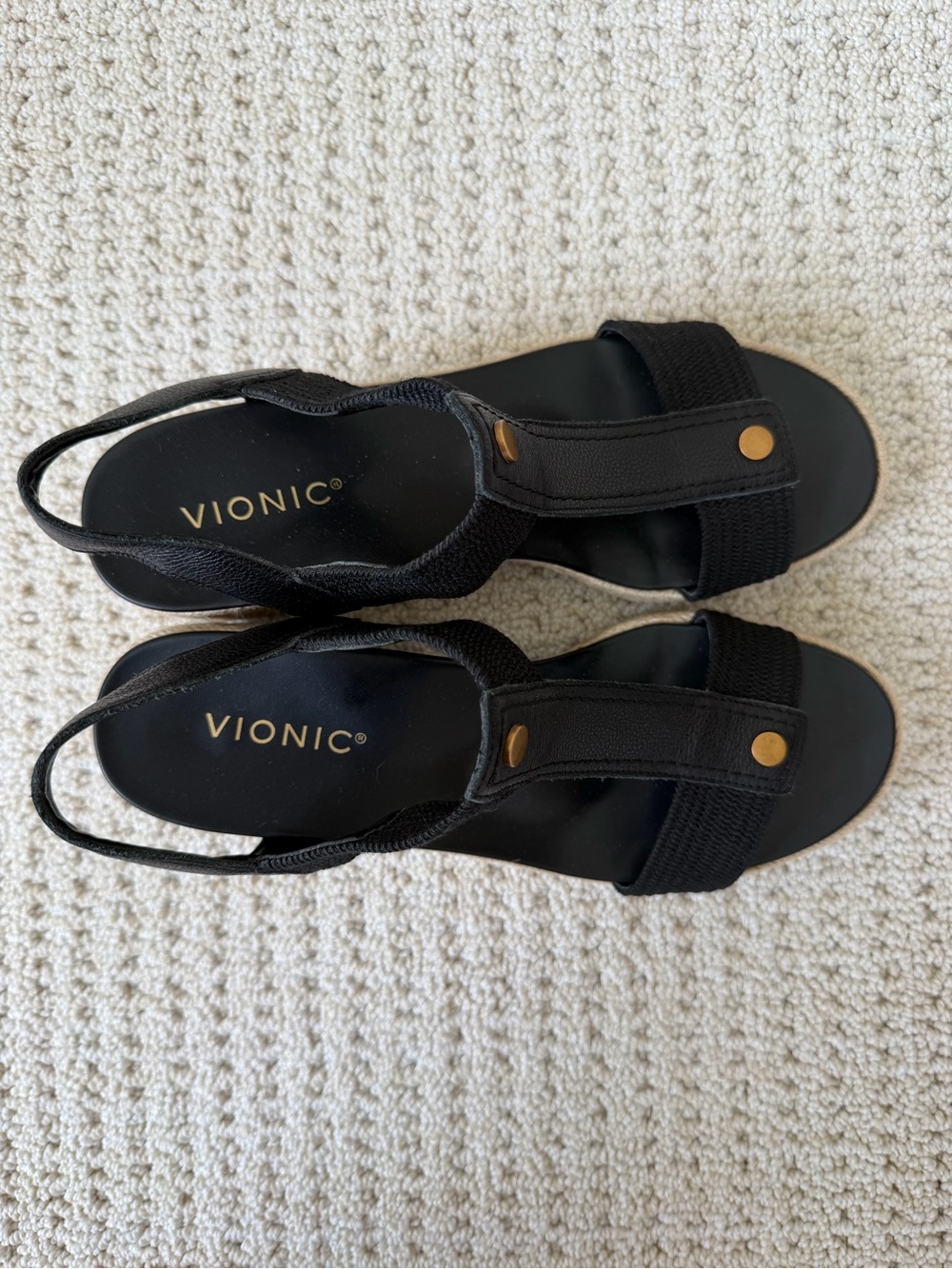 VIONIC Calera Wedge Sandals Black Sz 9 - Picture 4 of 7
